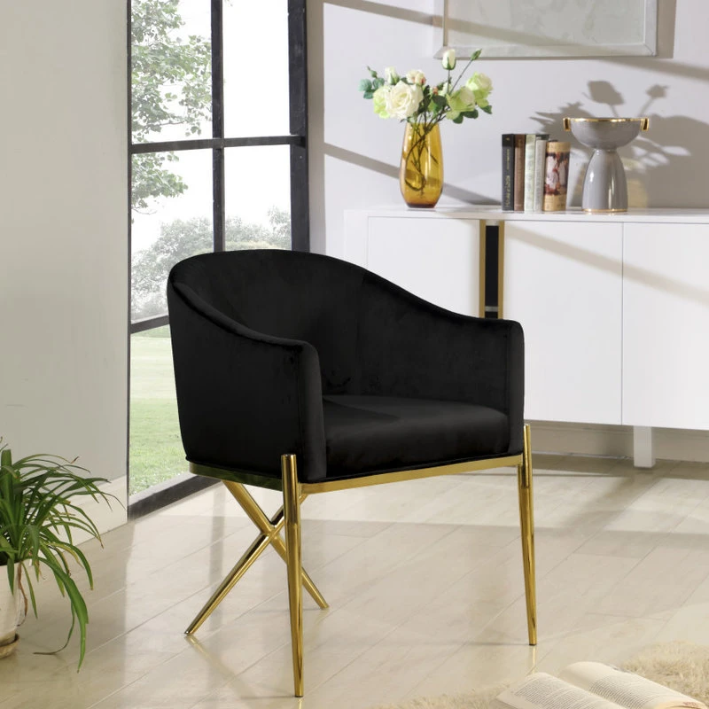 MOD The Parker Dining Chair, Velvet, Black, Gold Legs 6 MOD The Parker Dining Chair, Velvet, Black, Gold Legs - Image 4