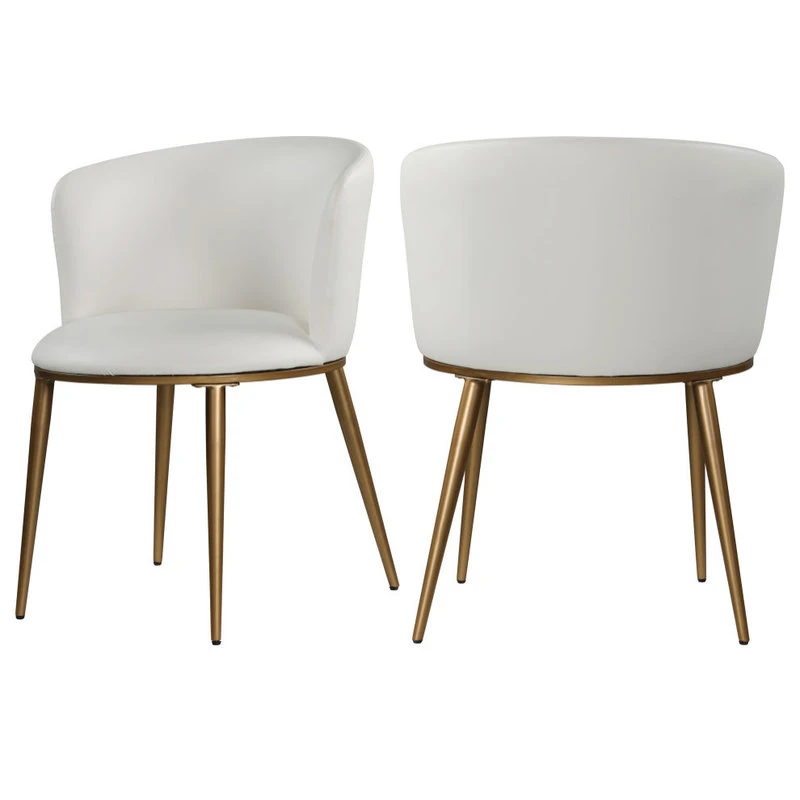 MOD The Almar Dining Chair, White And Brushed Gold, Faux Leather And Iron, Set Of 2 3 MOD The Almar Dining Chair, White And Brushed Gold, Faux Leather And Iron, Set Of 2
