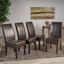 GDFStudio GDF Studio Percival T-stitched Chocolate Brown Leather Dining Chairs, Brown, Set -abbyson shop 061198cd01bbe294 3204 w800 h800 b0 p0