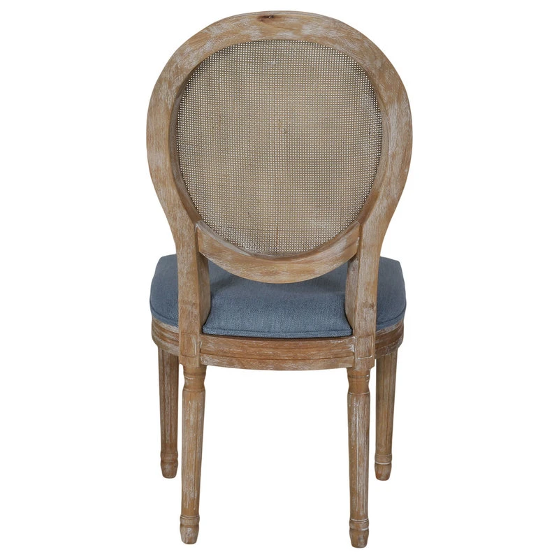 GDFStudio Camilo Wooden Dining Chair With Wicker And Fabric Seating, Set Of 2, Light Blue 9 GDFStudio Camilo Wooden Dining Chair With Wicker And Fabric Seating, Set Of 2, Light Blue - Image 7