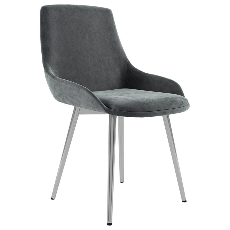 WHI Set Of 2 Upholstered Side Chair, Light Gray 3 WHI Set Of 2 Upholstered Side Chair, Light Gray