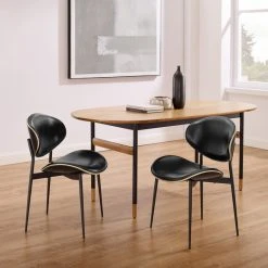 Art Leon Mid-Century Modern Bentwood Faux Leather Dining Chair, Set Of 2, Black -abbyson shop 08c1d6c503d8d828 6169 w800 h800 b0 p0