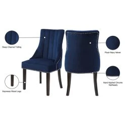 Meridian Furniture Oxford Velvet Dining Chair, Set Of 2, Navy 14 Meridian Furniture Oxford Velvet Dining Chair, Set Of 2, Navy -abbyson shop 099135ad02741500 5015 w800 h800 b1 p0