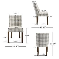 GDFStudio GDF Studio Rydel Fabric Dining Chairs, Set Of 2, Gray Plaid/Brown -abbyson shop 0ac184f402a1b5ab 5192 w800 h800 b1 p0
