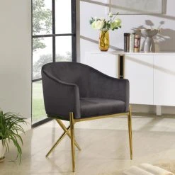MOD The Parker Dining Chair, Velvet, Gray, Gold Legs -abbyson shop 0ba1c22d0dd70542 0758 w800 h800 b0 p0