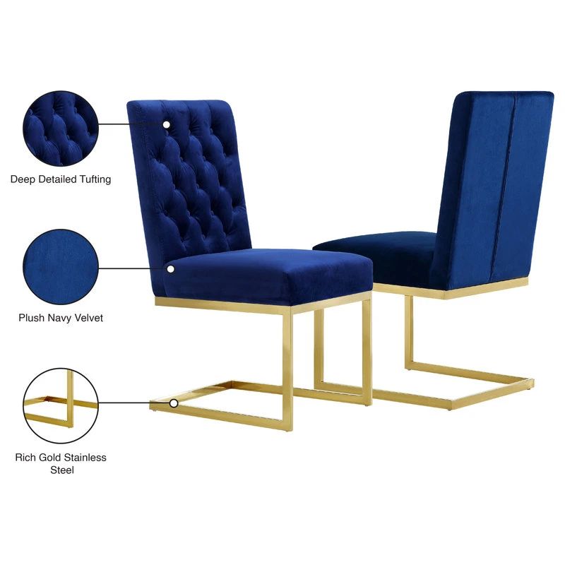 Meridian Furniture Cameron Velvet Dining Chair, Set Of 2, Navy 8 Meridian Furniture Cameron Velvet Dining Chair, Set Of 2, Navy - Image 6