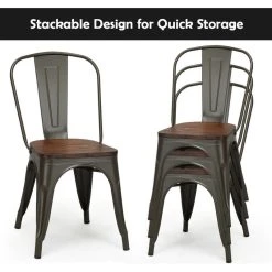 Costway Set Of 4 Style Metal Dining Side Chair Wood Seat Stackable Bistro Cafe 12 Costway Set Of 4 Style Metal Dining Side Chair Wood Seat Stackable Bistro Cafe -abbyson shop 0d7179b70e5dc223 4292 w800 h800 b1 p0