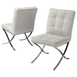 GDFStudio GDF Studio Pandora Modern Button Tufted Bonded Leather Dining Chairs, Set Of 2