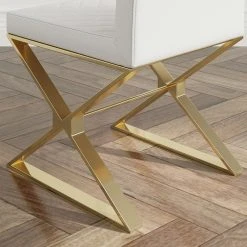 HOMARY Modern Upholstered White PU Leather Dining Chair Set Of 2 Stainless Steel Gold -abbyson shop 0db172000396e302 3136 w800 h800 b0 p0