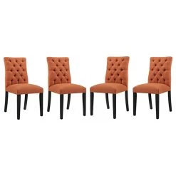 Modway Duchess Dining Chair Fabric Set Of 4, Orange