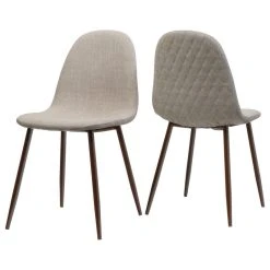 GDFStudio GDF Studio Camden Fabric Dining Chairs With Wood Finished Legs, Set Of 2
