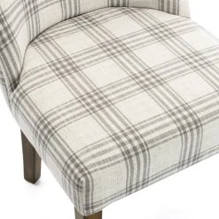 GDFStudio GDF Studio Rydel Fabric Dining Chairs, Set Of 2, Gray Plaid/Brown -abbyson shop 10718edb00b09594 5192 w800 h800 b0 p0