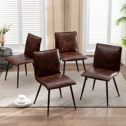 Duhome Elegant Lifestyle Set Of 4 Minimalist Faux Leather Side Chairs For Dining Room, Dark Brown -abbyson shop 1141e735004717c7 5216 w800 h800 b0 p0