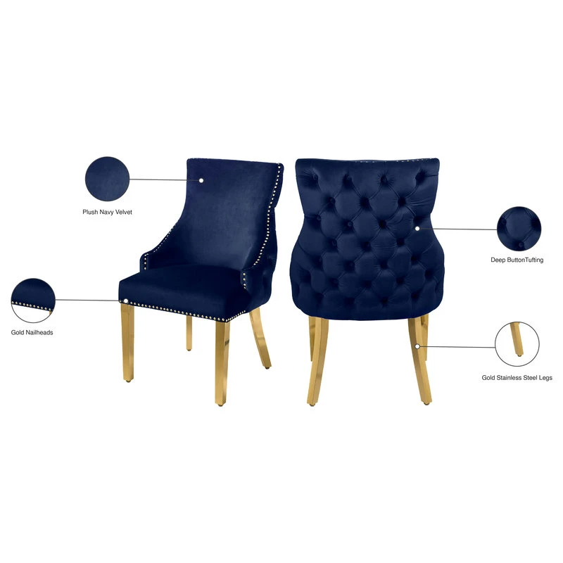 MOD The Sovereign Dining Chair, Navy, Velvet, Set Of 2 9 MOD The Sovereign Dining Chair, Navy, Velvet, Set Of 2 - Image 7