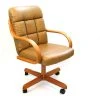 Caster Chair Company Casual Rolling Caster Dining Chair With Swivel Tilt In Oak Wood, Set Of 2, Buff