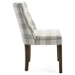 GDFStudio GDF Studio Rydel Fabric Dining Chairs, Set Of 2, Gray Plaid/Brown -abbyson shop 1481e01700b09596 5192 w800 h800 b1 p0