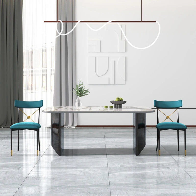 HOMARY Blue Empire Style Upholstered Cross Back Green Side Chair Dining Chair 5 HOMARY Blue Empire Style Upholstered Cross Back Green Side Chair Dining Chair - Image 3