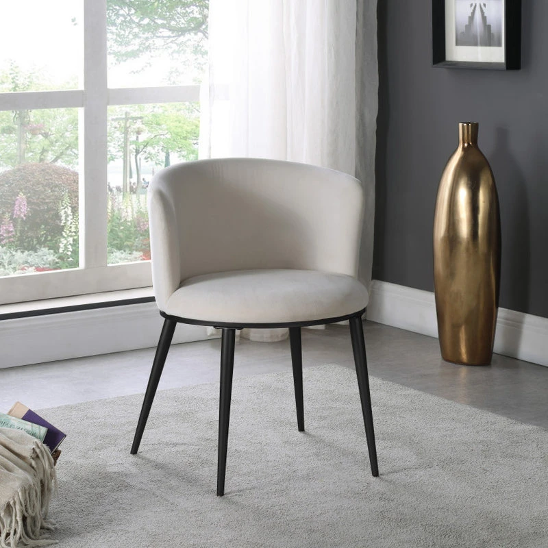 Meridian Furniture Skylar Dining Chair, Set Of 2, Cream Velvet, Matte Black Iron Legs 4 Meridian Furniture Skylar Dining Chair, Set Of 2, Cream Velvet, Matte Black Iron Legs - Image 2