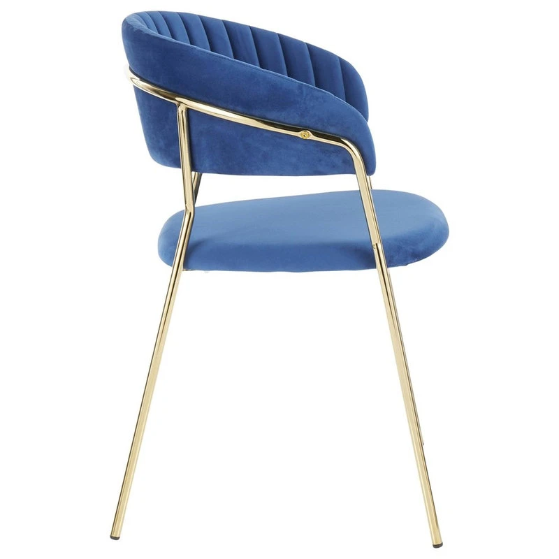 Lumisource Tania Contemporary-Glam Chair In Gold Metal With Blue Velvet, Set Of 2 4 Lumisource Tania Contemporary-Glam Chair In Gold Metal With Blue Velvet, Set Of 2 - Image 2