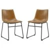 Walker Edison 18" Faux Leather Dining Chair 2 Pack, Whiskey Brown