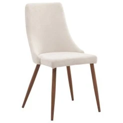 WHI Mid Century Fabric Side Chair (Set Of 2)- Beige, Beige/Walnut