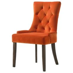 Acme Furniture Farren Side Chair, Orange Velvet And Espresso Finish