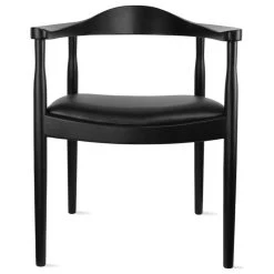 Homedotdot Real Oak Wood PU Leather Seat Wegner Kennedy With Arms Dining Chair, Black
