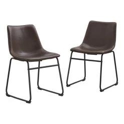 Walker Edison Faux Leather Dining Chair In Brown - Set Of 2