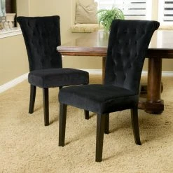 GDFStudio GDF Studio Paulina Dining Chairs, Set Of 2, Black Velvet -abbyson shop 2051da940f9055f9 4074 w800 h800 b0 p0