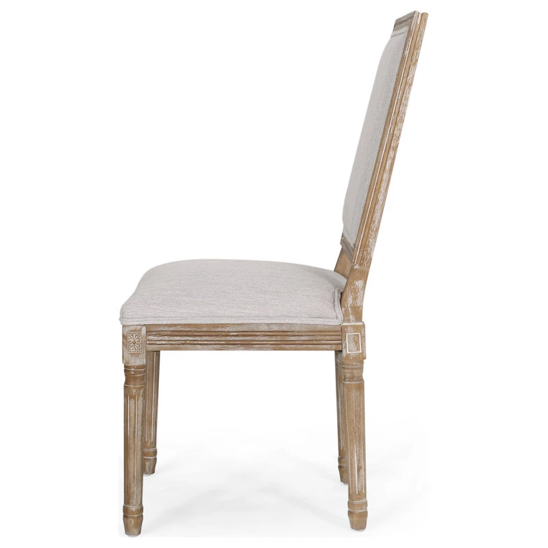 GDFStudio Amy French Country Wood Upholstered Dining Chair, Set Of 2, Light Gray/Natural 10 GDFStudio Amy French Country Wood Upholstered Dining Chair, Set Of 2, Light Gray/Natural - Image 8