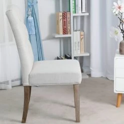 BTexpert French High Back Tufted Upholstered Dining Chair, Set Of 2 Ivory Beige -abbyson shop 20d1808f0c799d85 6000 w800 h800 b0 p0
