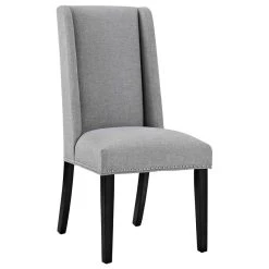LexMod Baron Parsons Upholstered Fabric Dining Side Chair, Light Gray