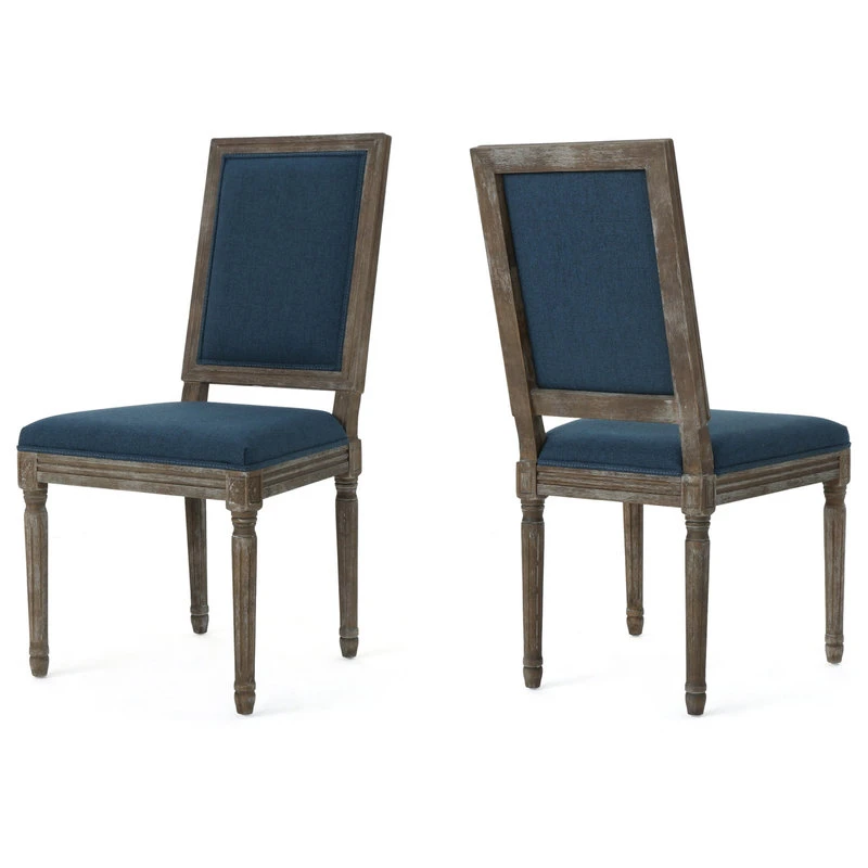 GDFStudio GDF Studio Margaret Traditional Fabric Dining Chairs, Set Of 2, Navy Blue 3 GDFStudio GDF Studio Margaret Traditional Fabric Dining Chairs, Set Of 2, Navy Blue