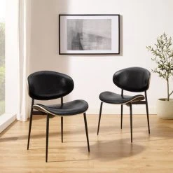 Art Leon Mid-Century Modern Bentwood Faux Leather Dining Chair, Set Of 2, Black -abbyson shop 2991410603d8d85c 6169 w800 h800 b0 p0