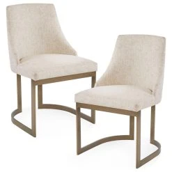 Olliix The Cleopatra Dining Chair, Cream, Fabric, Set Of 2