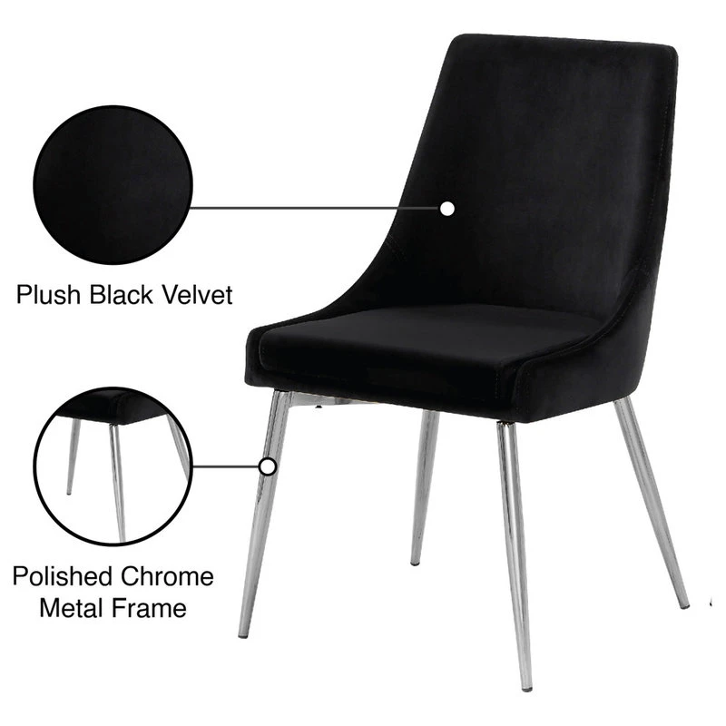 MOD The Draper Dining Chair, Black, Velvet, Chrome Base, Set Of 2 8 MOD The Draper Dining Chair, Black, Velvet, Chrome Base, Set Of 2 - Image 6
