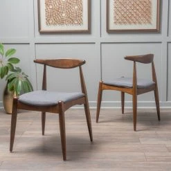 GDFStudio GDF Studio Sandra Mid Century Modern Dining Chairs, Set Of 2, Charcoal/Walnut -abbyson shop 2de1ba2801b8391f 9830 w800 h800 b0 p0