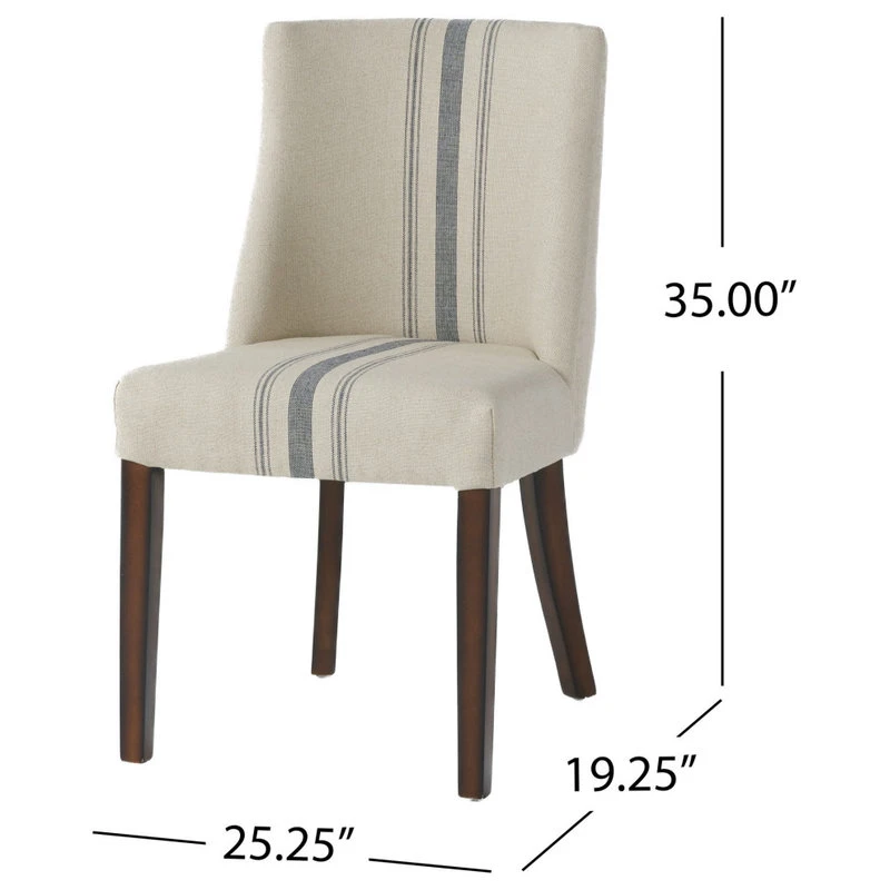 GDFStudio GDF Studio Rydel Fabric Dining Chairs, Set Of 2, Blue Stripe 5 GDFStudio GDF Studio Rydel Fabric Dining Chairs, Set Of 2, Blue Stripe - Image 3