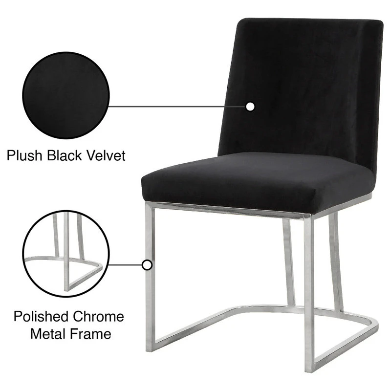 MOD The Josephine Velvet Dining Chair, Black And Silver, Set Of 2 8 MOD The Josephine Velvet Dining Chair, Black And Silver, Set Of 2 - Image 6