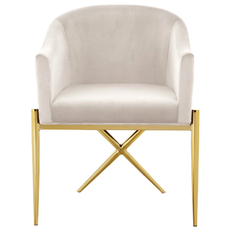 Meridian Furniture Xavier Velvet Dining Chair, Cream, Gold Legs 5 Meridian Furniture Xavier Velvet Dining Chair, Cream, Gold Legs - Image 3