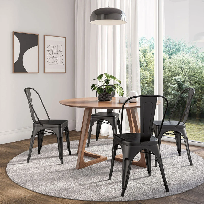 Belleze Trattoria Dining Chair, Metal, Stackable, Set Of 4, Antique Black 5 Belleze Trattoria Dining Chair, Metal, Stackable, Set Of 4, Antique Black - Image 3