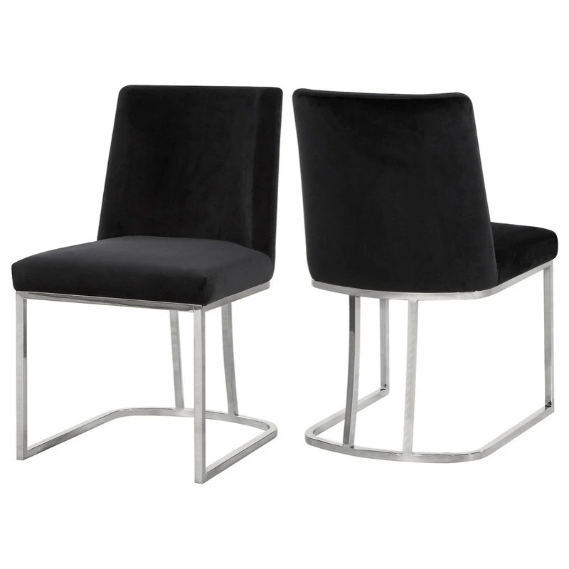 MOD The Josephine Velvet Dining Chair, Black And Silver, Set Of 2 3 MOD The Josephine Velvet Dining Chair, Black And Silver, Set Of 2