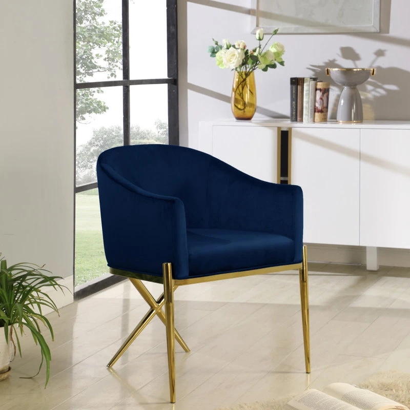 MOD The Parker Dining Chair, Velvet, Navy, Gold Legs 6 MOD The Parker Dining Chair, Velvet, Navy, Gold Legs - Image 4
