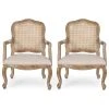 GDFStudio Biorn French Country Upholstered Dining Armchair, Beige + Natural, Set Of 2