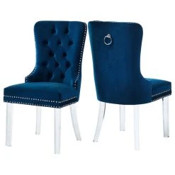 MOD The Dame Dining Chair, Navy, Velvet, Set Of 2