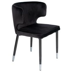 MOD The Rhea Dining Chair, Velvet, Set Of 2, Black/Silver