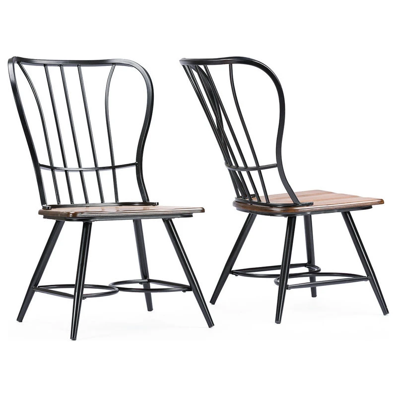 Wholesale Interiors Longford Dark-Walnut Wood And Black Metal Dining Chair, Set Of 2 4 Wholesale Interiors Longford Dark-Walnut Wood And Black Metal Dining Chair, Set Of 2 - Image 2