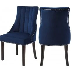 Meridian Furniture Oxford Velvet Dining Chair, Set Of 2, Navy
