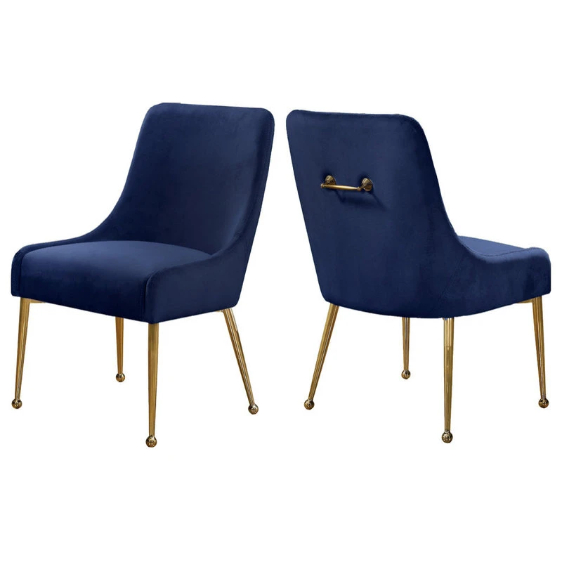 MOD The Cue Dining Chair, Navy And Gold, Velvet, Set Of 2 3 MOD The Cue Dining Chair, Navy And Gold, Velvet, Set Of 2