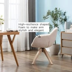 KINWELL Swivel Desk Chair No Wheels Upholstered Dining Chair Armchair, Beige -abbyson shop 3c9193a00f35f65c 1751 w800 h800 b0 p0